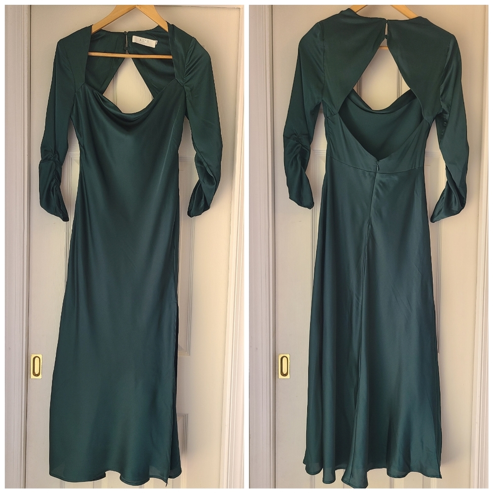 GRACIE LONG SLEEVE CUTOUT SATIN MIDI DRESS / ASTR THE LABEL